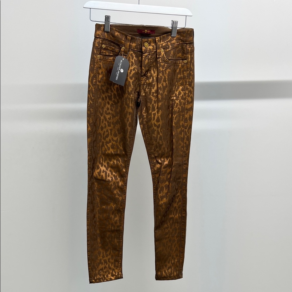 7 For All Mankind Bronze Leopard Skinny Jeans